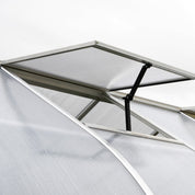 Automatic roof vent window on polycarbonate greenhouse for temperature control